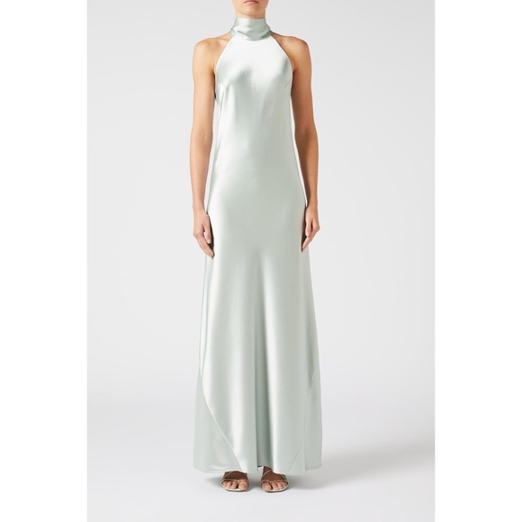 Galvan London Dresses & Skirts - Galvan London Sienna Halter Satin Slip Gown Mint 4 / Small